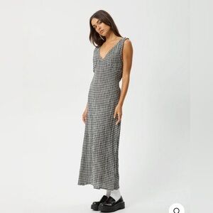 NWT AFENDS Asta Seer-sucker maxi dress, Steel check sz S